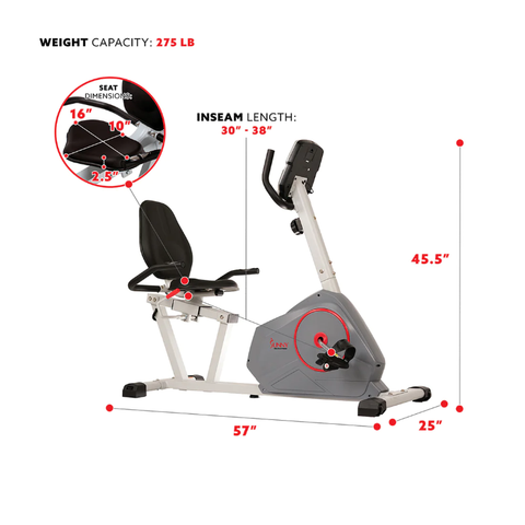 Image of Sunny Health & Fitness Magnetic Silent Recumbent Exercise Bike