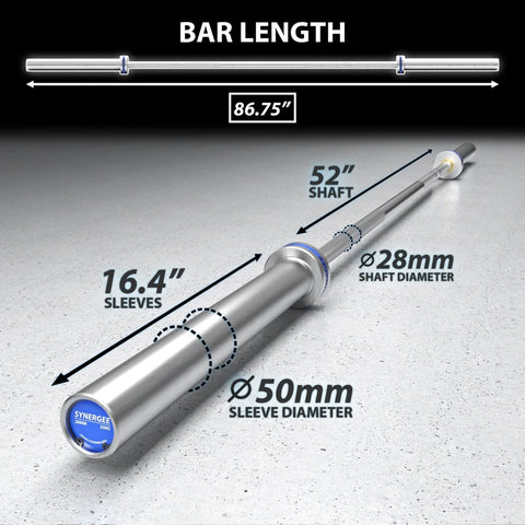 Image of Synergee 190K PSI Diamond Knurl Olympic Lifts Regional Barbell - Barbell Flex