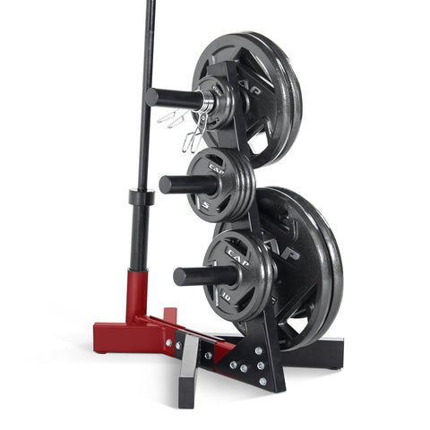 Image of CAP Barbell Strength Black/Red Tree Storage Rack For Weights And Bar - Barbell Flex