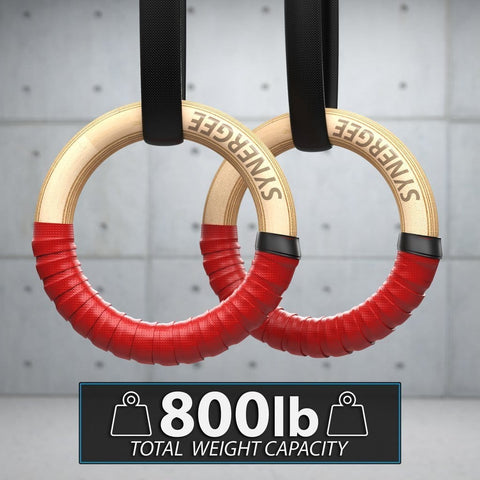 Synergee Premium Wood Gymnastic Rings - Barbell Flex