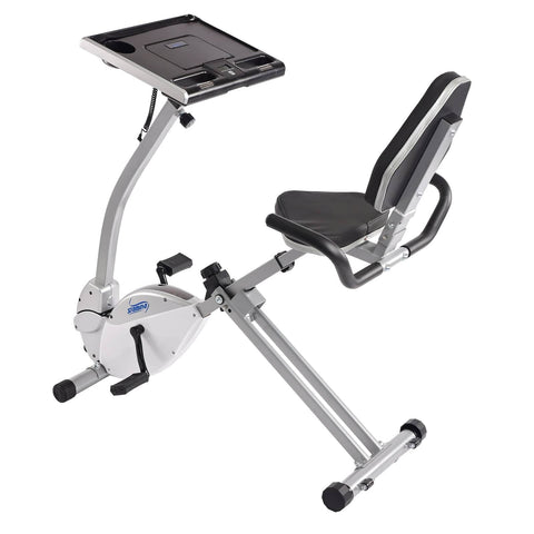 Image of Stamina 2-in-1 Recumbent Cycling Workstation and Standing Desk - Barbell Flex