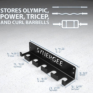 Synergee Black Steel Vertical Barbell Wall-Peg Storage Racks - Barbell Flex