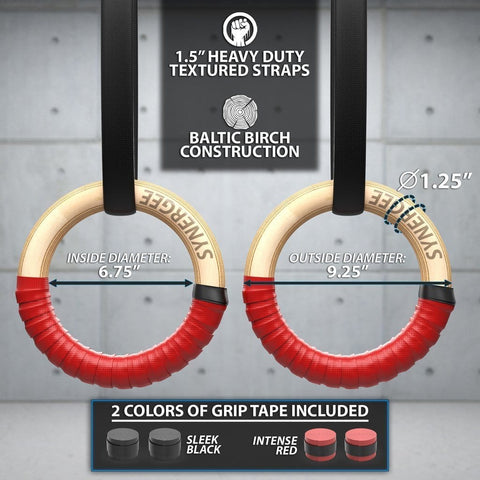 Image of Synergee Premium Wood Gymnastic Rings - Barbell Flex
