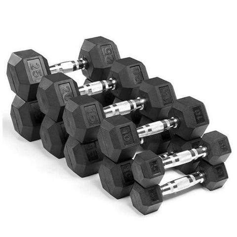 Image of InTek Strength Premium Rubber Hex Dumbbell Weight Pairs and Sets - Barbell Flex