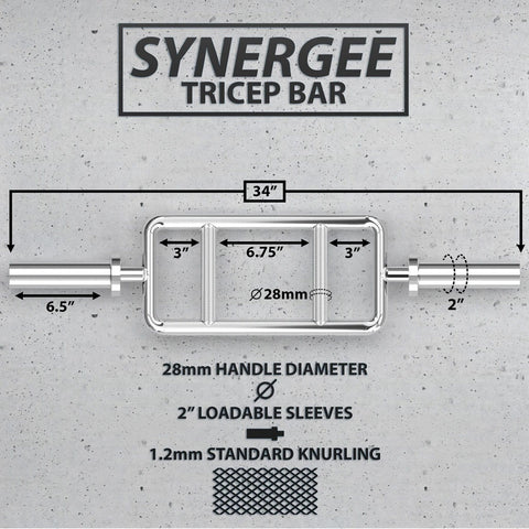 Image of Synergee Specialty Vertical Parallel Grips Tricep Bar - Barbell Flex