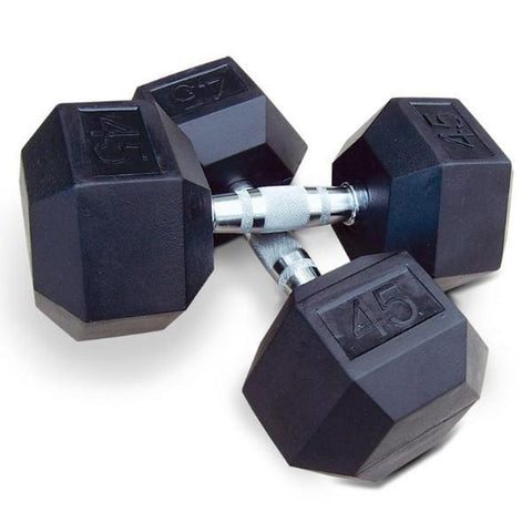 Image of InTek Strength Premium Rubber Hex Dumbbell Weight Pairs and Sets - Barbell Flex