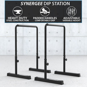 Synergee 400LB Weight Capacity Steel Adjustable Dip Station - Barbell Flex