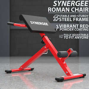 Synergee Red Powder Coated Steel 7 Levels Roman Chair - Barbell Flex