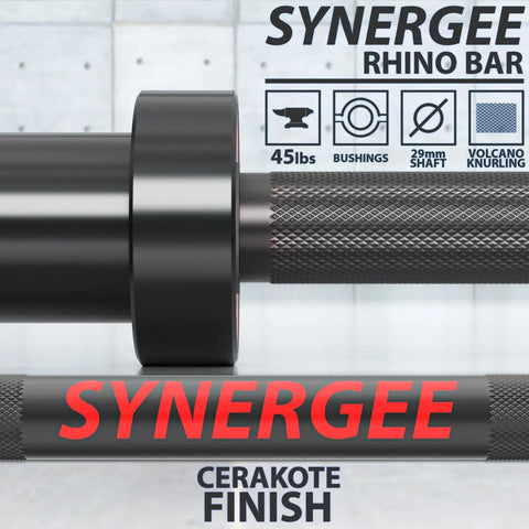 Image of Synergee 190K PSI Cerakote-Coated Shaft Rhino Powerlifting Barbell - Barbell Flex