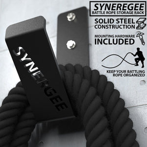 Synergee Sleek Black Powder Coat Steel Battle Rope Storage Rack - Barbell Flex