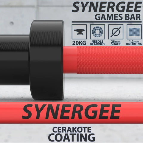 Image of Synergee 190K PSI Cerakote Finish Standard Games Weightlifting Barbell - Barbell Flex