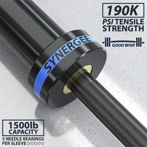 Image of Synergee 190K PSI Diamond Knurl Olympic Lifts Regional Barbell - Barbell Flex