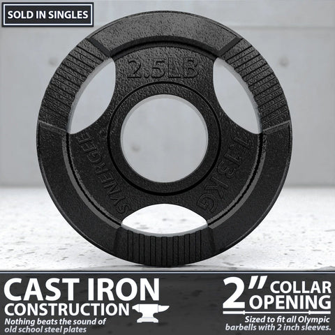 Image of Synergee Multipurpose Black Cast Iron Single Weight Plates - Barbell Flex