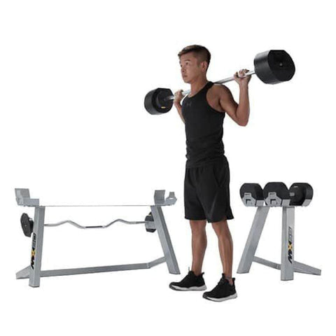 MX Select MX80 Adjustable Barbell and Selectorized EZ Curl Training System - Barbell Flex