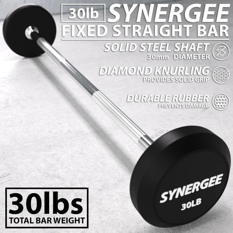 Image of Synergee Steel Chrome Finish Standard Knurl Fixed Barbell - Barbell Flex