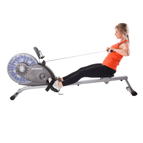 Image of Stamina ATS Dynamic Air Resistance Rower 1406 Rowing Machine - Barbell Flex