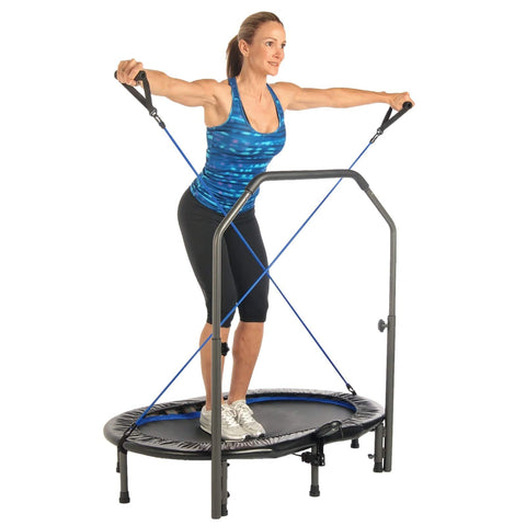Image of Stamina InTone Oval Jogger Rebounder Trampoline with Body Cords - Barbell Flex