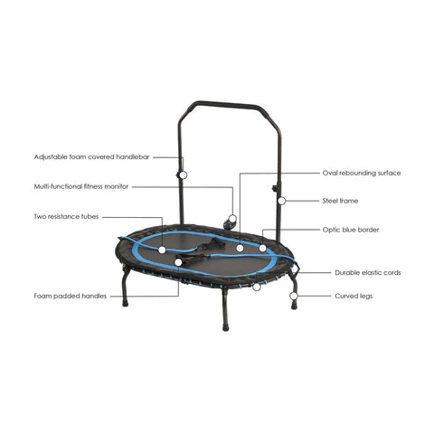 Image of Stamina InTone Oval Fitness Trampoline With Padded Handlebar - Barbell Flex