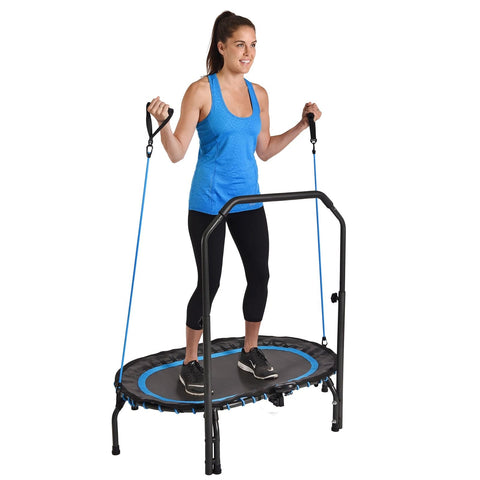 Image of Stamina InTone Oval Fitness Trampoline With Padded Handlebar - Barbell Flex