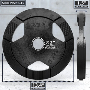Synergee Multipurpose Black Cast Iron Single Weight Plates - Barbell Flex