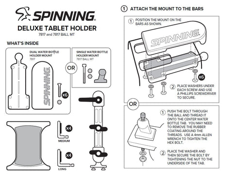 Spinning Exercise Bike Deluxe Media Mount w/ Dual Water Bottle Holder - Barbell Flex