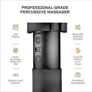 LifePro Sonic LX Professional Percussion Massage Gun with 7 Attachments - Barbell Flex