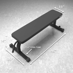 Synergee 1000lb Weight Capacity 11-Gauge Steel Black Flat Bench Press - Barbell Flex