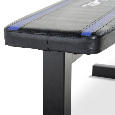 Image of CAP Barbell Fuel Pureformance Blue Stripes Flat Weight Bench - Barbell Flex