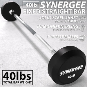 Synergee Steel Chrome Finish Standard Knurl Fixed Barbell - Barbell Flex