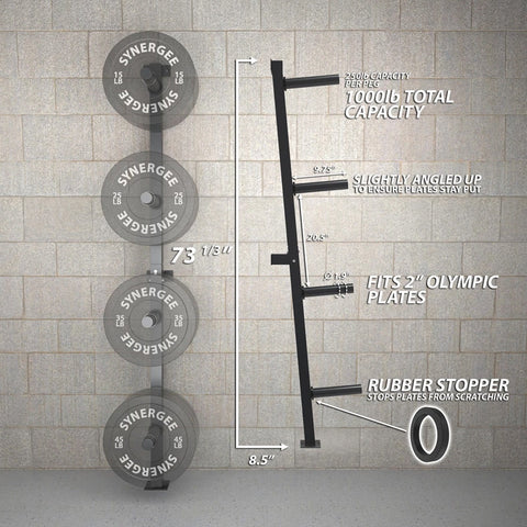 Image of Synergee 4-Pegs Weight Plate Wall Storage Rack - Barbell Flex
