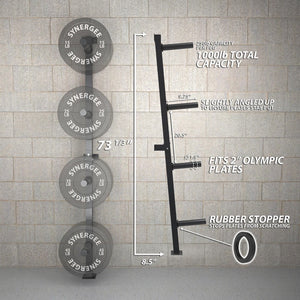 Synergee 4-Pegs Weight Plate Wall Storage Rack - Barbell Flex