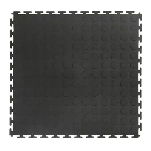 Image of TrafficMaster Black Raised 13.5 sq. ft. Rubber Interlocking Modular Flooring Tiles - Barbell Flex