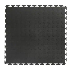 TrafficMaster Black Raised 13.5 sq. ft. Rubber Interlocking Modular Flooring Tiles - Barbell Flex