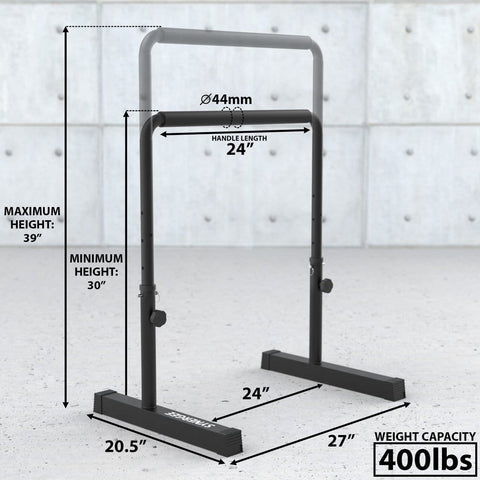 Image of Synergee 400LB Weight Capacity Steel Adjustable Dip Station - Barbell Flex
