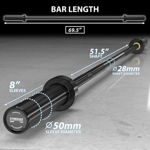 Image of Synergee 200lb Weight Capacity 42K PSI Aluminum Technique Barbell - Barbell Flex