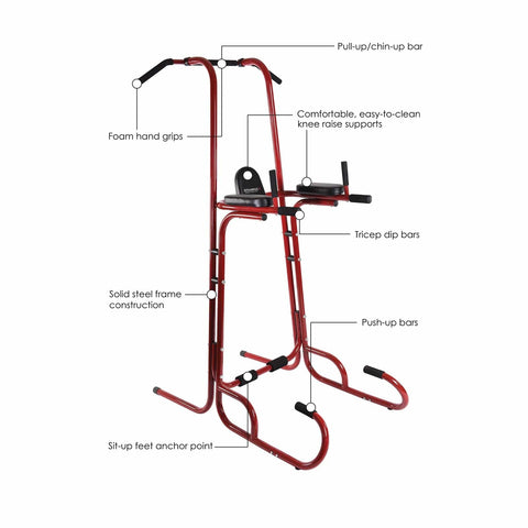 Image of Stamina Solid Steel Frame X Power Tower With VKR - Barbell Flex