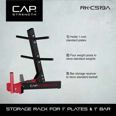 Image of CAP Barbell Strength Black/Red Tree Storage Rack For Weights And Bar - Barbell Flex