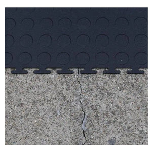 TrafficMaster Black Raised 13.5 sq. ft. Rubber Interlocking Modular Flooring Tiles - Barbell Flex