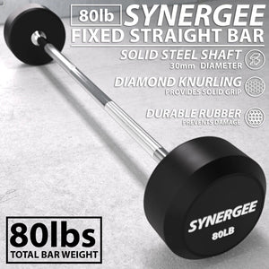 Synergee Steel Chrome Finish Standard Knurl Fixed Barbell - Barbell Flex