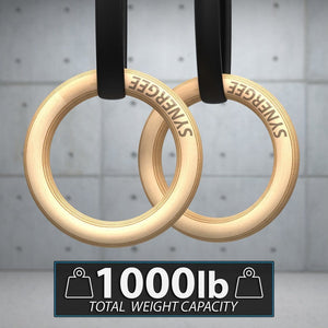 Synergee Premium Wood Gymnastic Rings - Barbell Flex