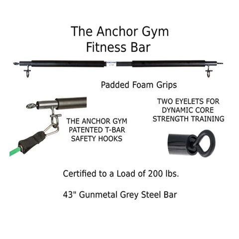 Anchor Gym 43-Inches Strength Functional Training Resistance Bands Fitness Bar - Barbell Flex