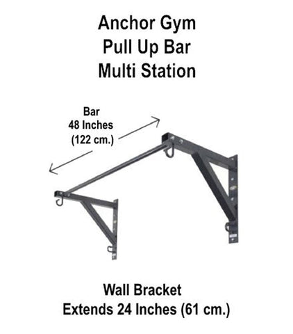 Image of Anchor Gym H2 Pull Up Bar Strap Band Hooks 4ft Home Wall Station - Barbell Flex