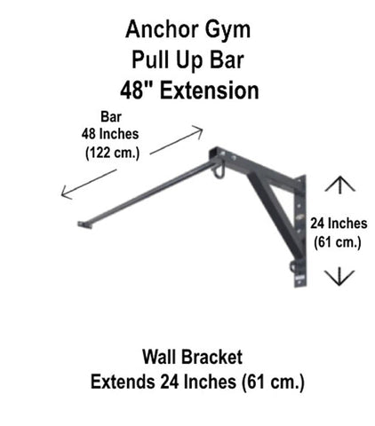 Anchor Gym Anchor Gym Pull Up Bar 1-Bracket 1-Bar Wall-Mounted 48" Extension Kit - Barbell Flex