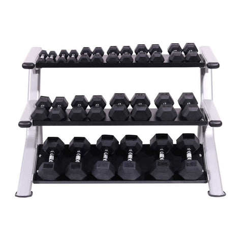 Image of InTek Strength Three-Tier Tray-Style Dumbbell Storage Rack - Barbell Flex