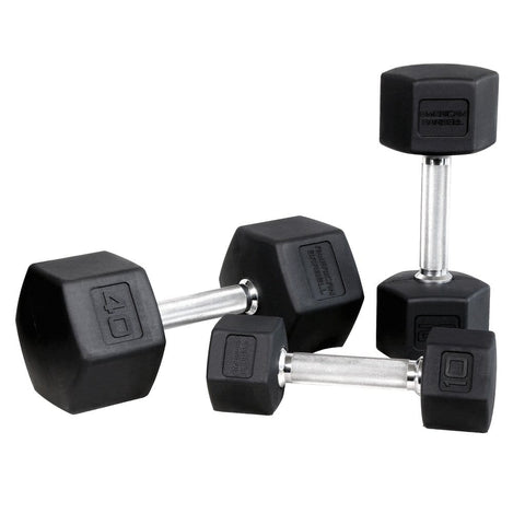 Image of American Barbell Weight Training Hex Rubber Dumbbells Pairs and Sets - Barbell Flex