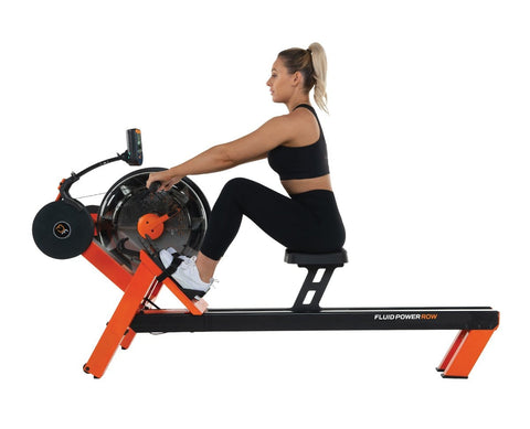 Image of First Degree Fitness FluidPowerROW Compact Full Body Rowing Machine - Barbell Flex