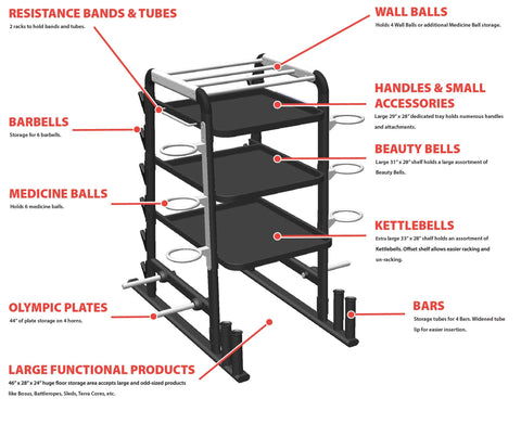 Motive Fitness HUB300 PRO Total Storage Rack System - Barbell Flex