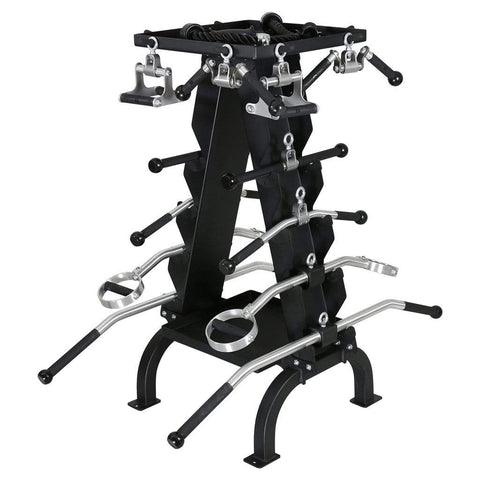 Image of American Barbell 16-Piece Cable Accessory Rack w/ 2 Rubber Coated Trays - Barbell Flex