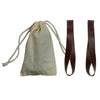 American Barbell Onyx Leather Lifting Tear Drop Loop Straps Pair & Cloth Bag - Barbell Flex