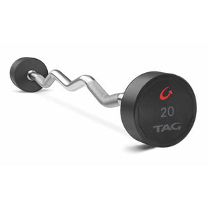 TAG Fitness Premium Ultrathane Fixed EZ Curl Chrome Handle Barbell Set - Barbell Flex